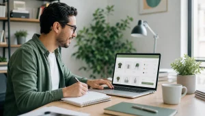 Persona aprendiendo a crear una tienda online desde una computadora
